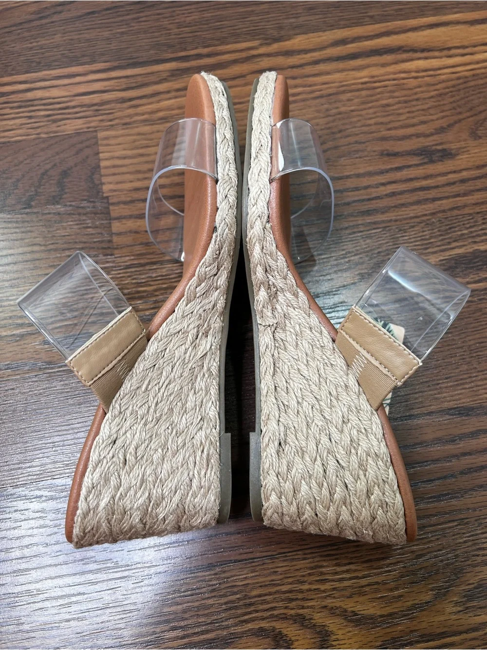Tommy Bahama jute-wrapped Wedge Sandals with clear transparent straps size 9.5